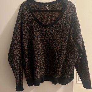 Leopard print free people scoop neck sweater